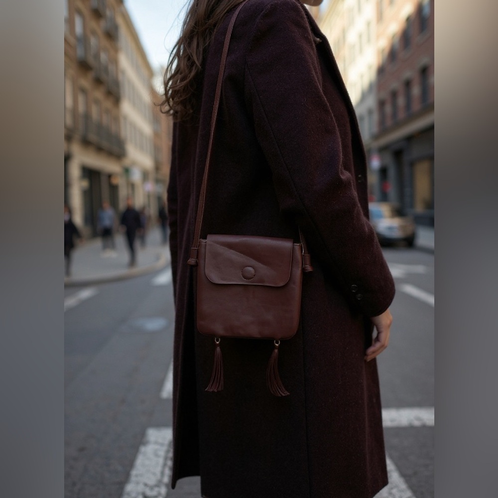 CBOCS Maroon Burgundy Red Tassels Crossbody bag pocket small purse vegan leather